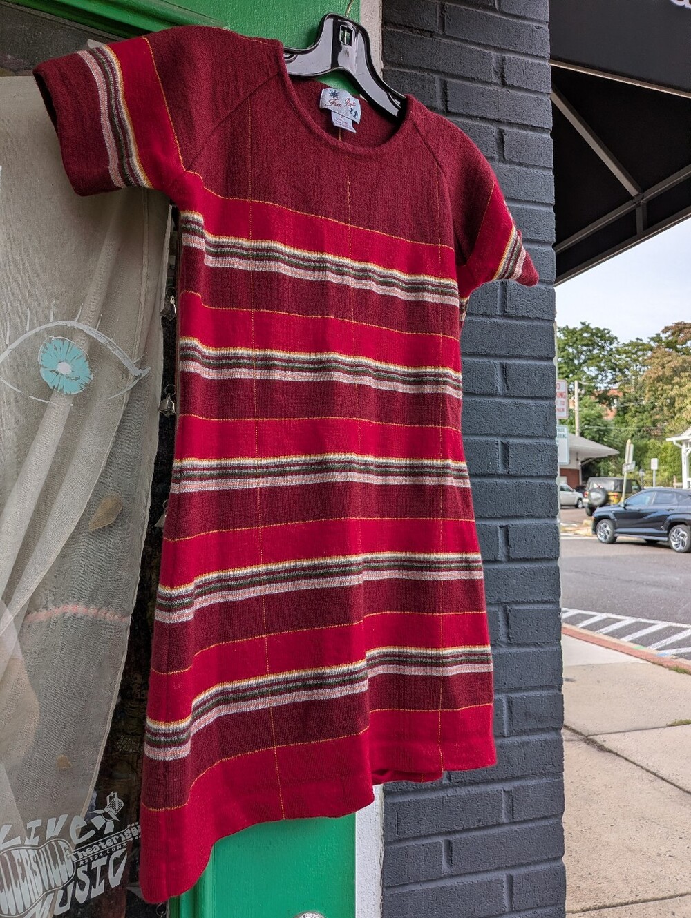 Super Rare 90s Vintage Free People Red Striped Wool Knit Sweater Dress